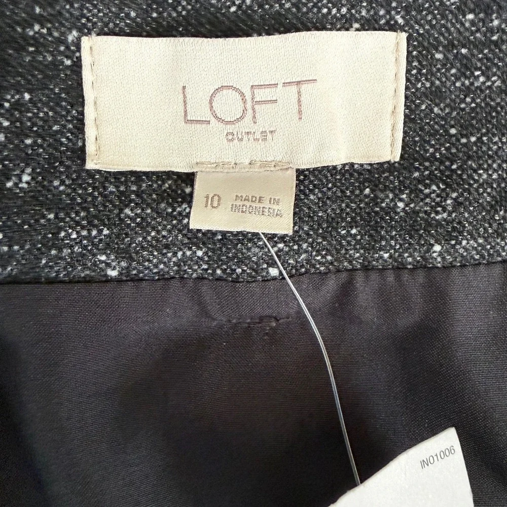 LOFT Skirt‎ Womens 10 NWT Gray Tweed A Line Belted Lined